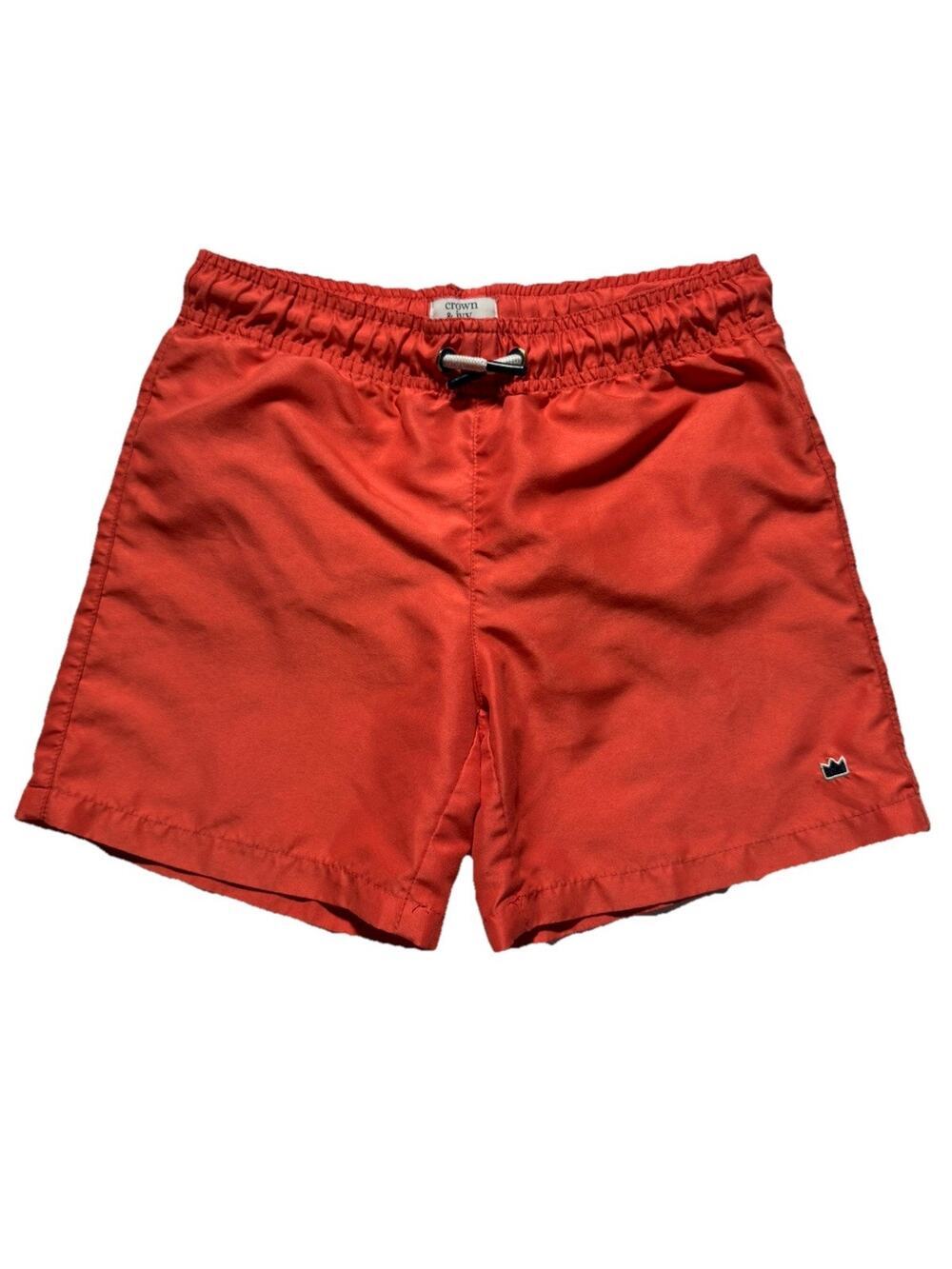 Crown & Ivy Kids Swim Trunks Orange Coral Drawstring Mesh Lined Size S